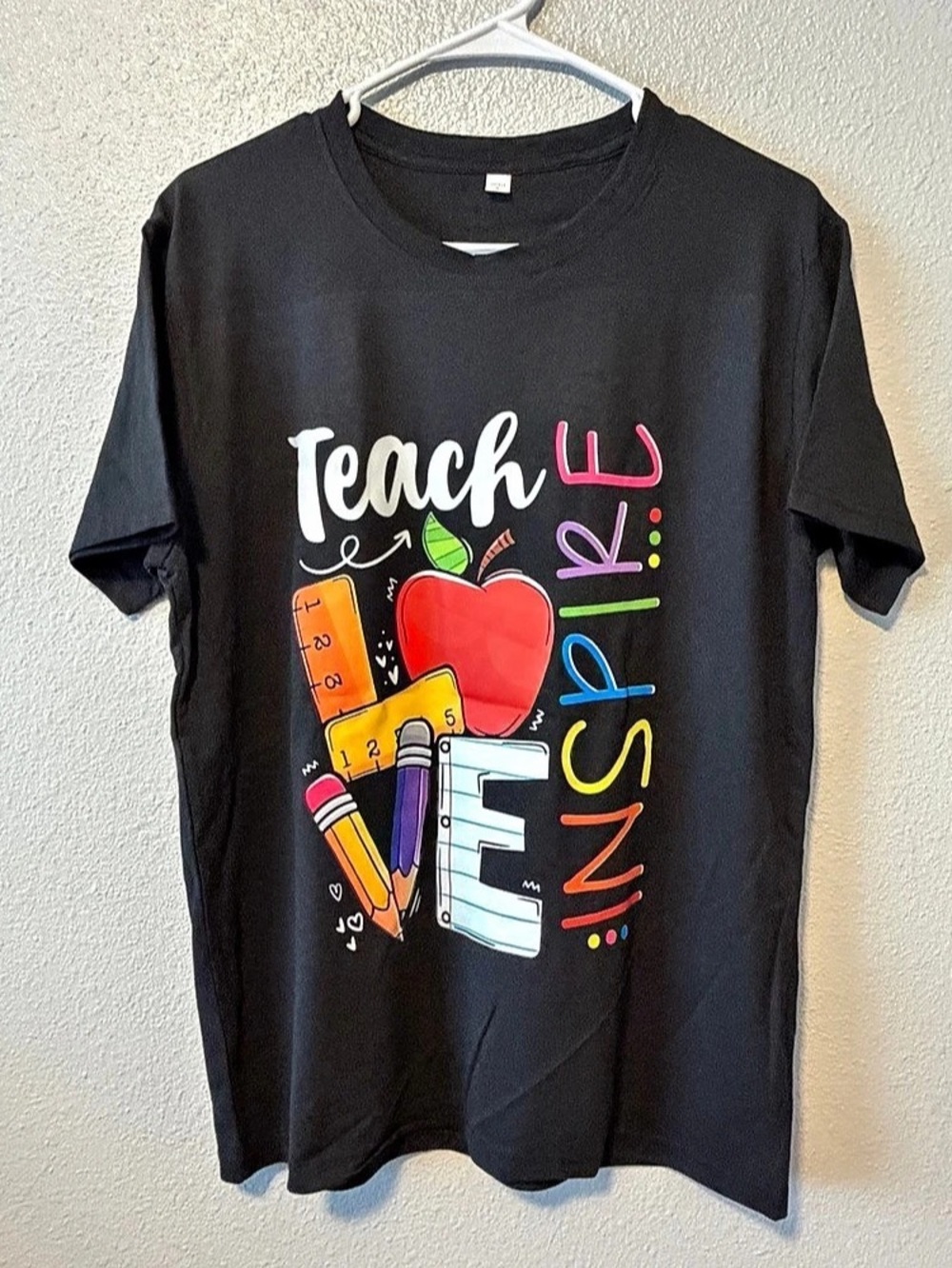 Teach Love Inspire Graphic Tee in Black New